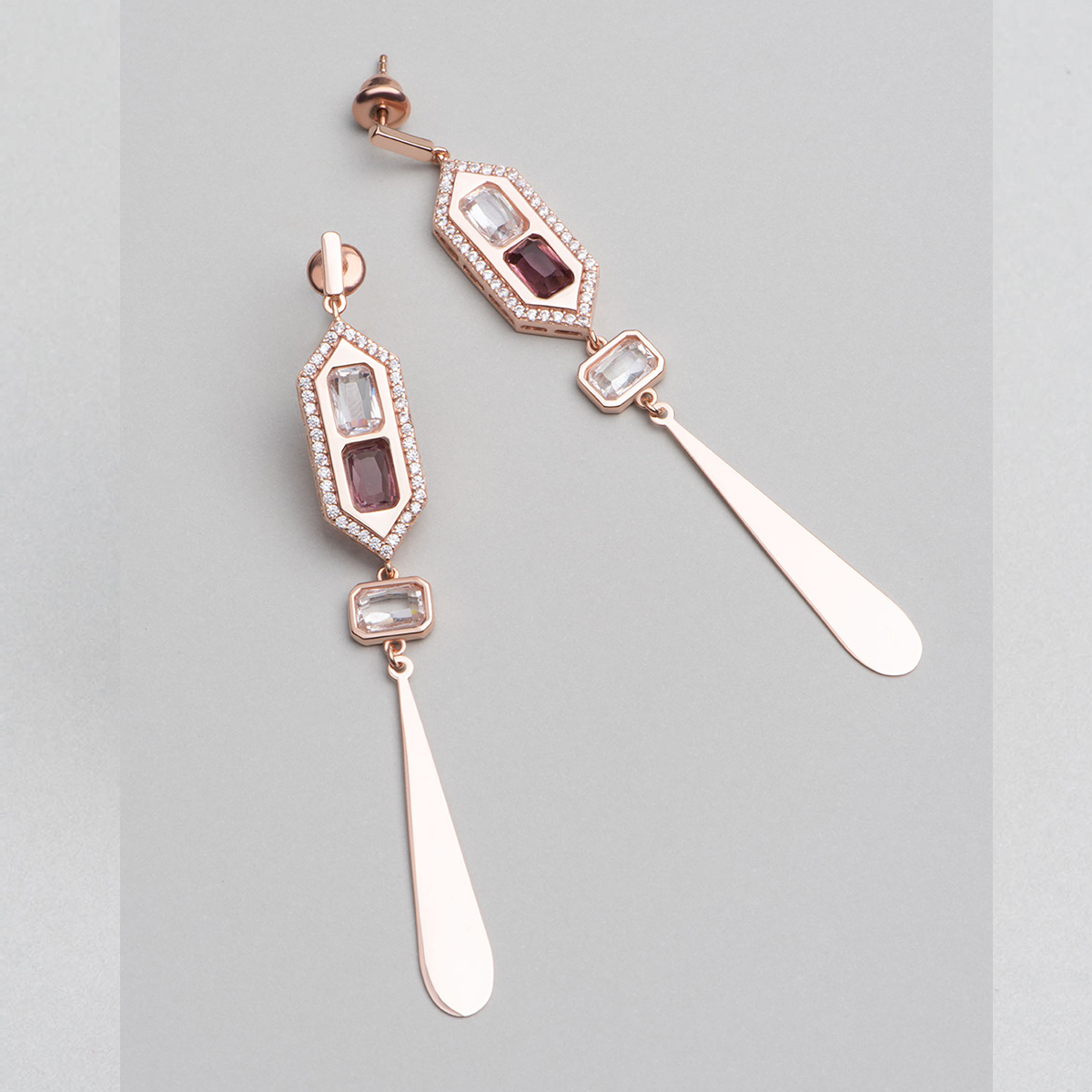 Silver 925 Drop Earrings Rose Art Nouveau Design