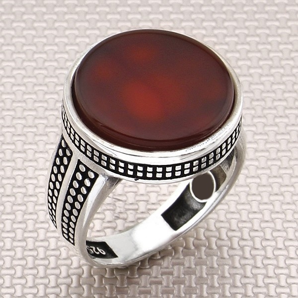 Men Ring Agate Stone 925 Sterling