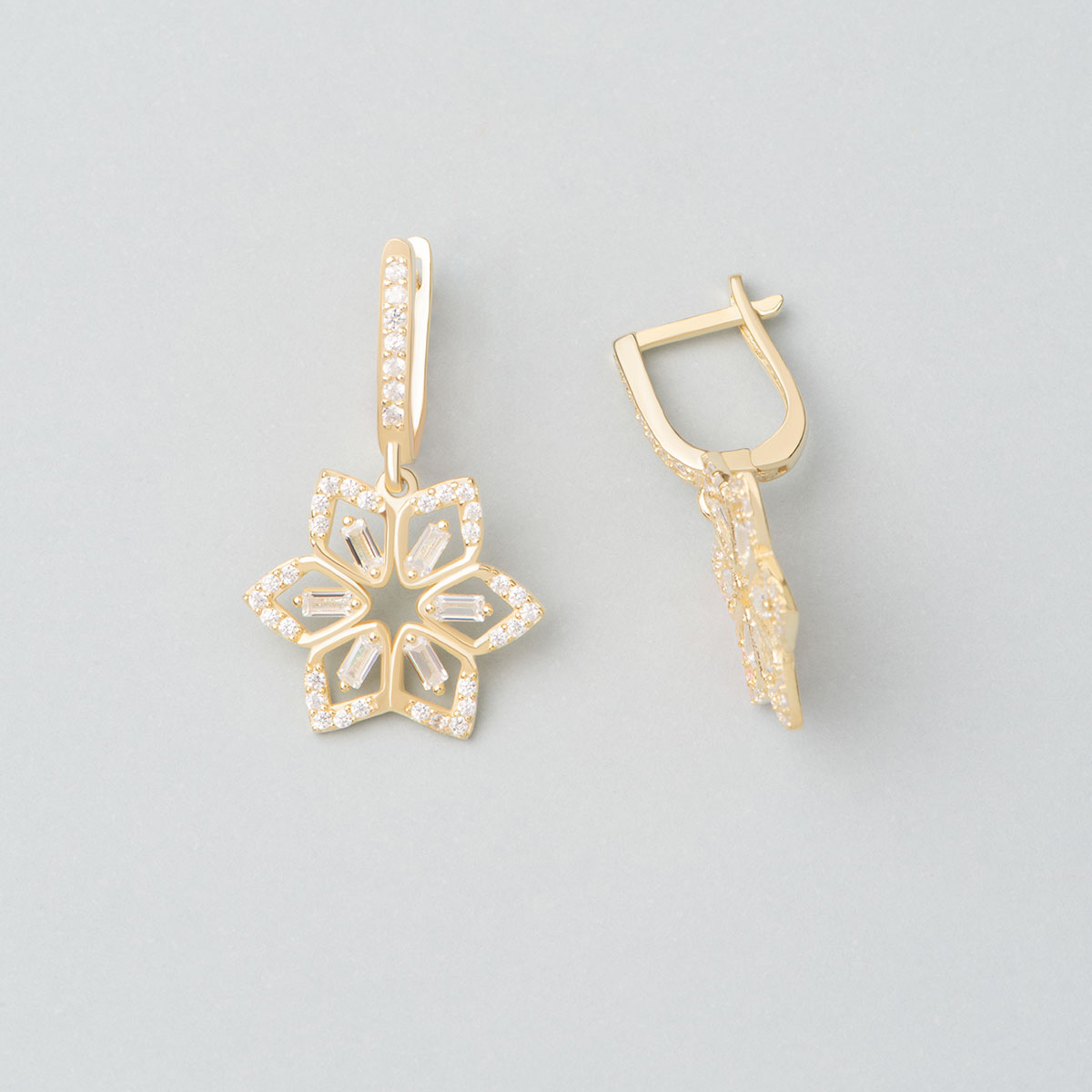 Silver Earring Baguette Design Zircon Stone 925 Sterling Sezgin Jewels