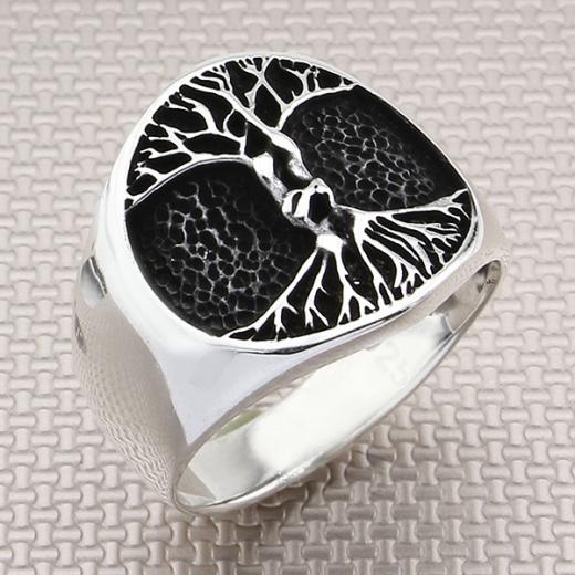 Tree of Life Design Men Ring 925 Sterling