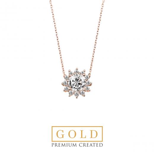 Premium Created Special Cut Stone 14K Rose Gold Necklace