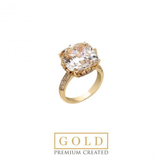 Premium Created Special Cut Stone 14K Gold Ring