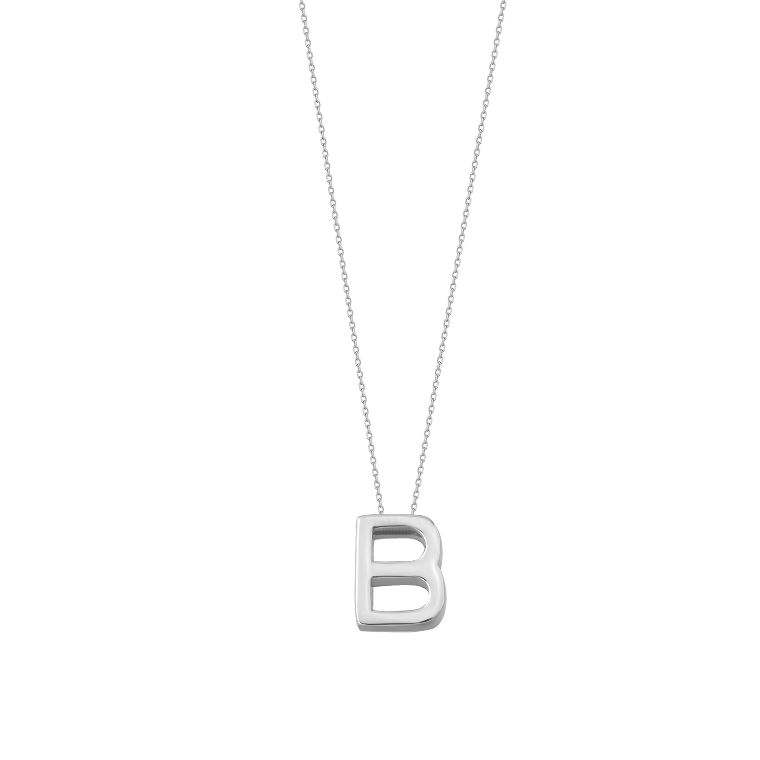 Silver Necklace Alphabet Collection Plain Letters 925 Sterling