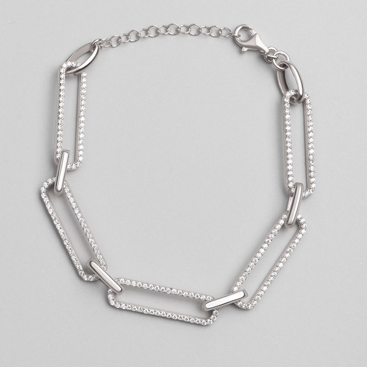 Silver Chain Bracelet Zircon Stone 925 Sterling 