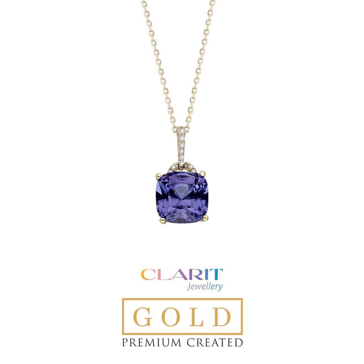 Created Alexandrite Stone Clarit Jewellery 14K Gold Necklace