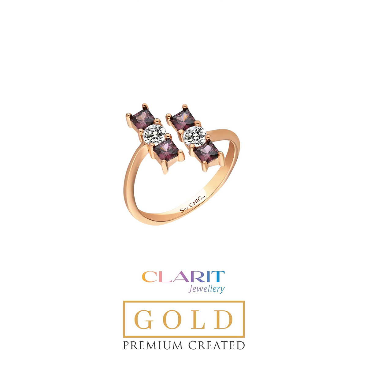 Created Rhodolite Stone Clarit Jewellery 14K Rose Gold Ring
