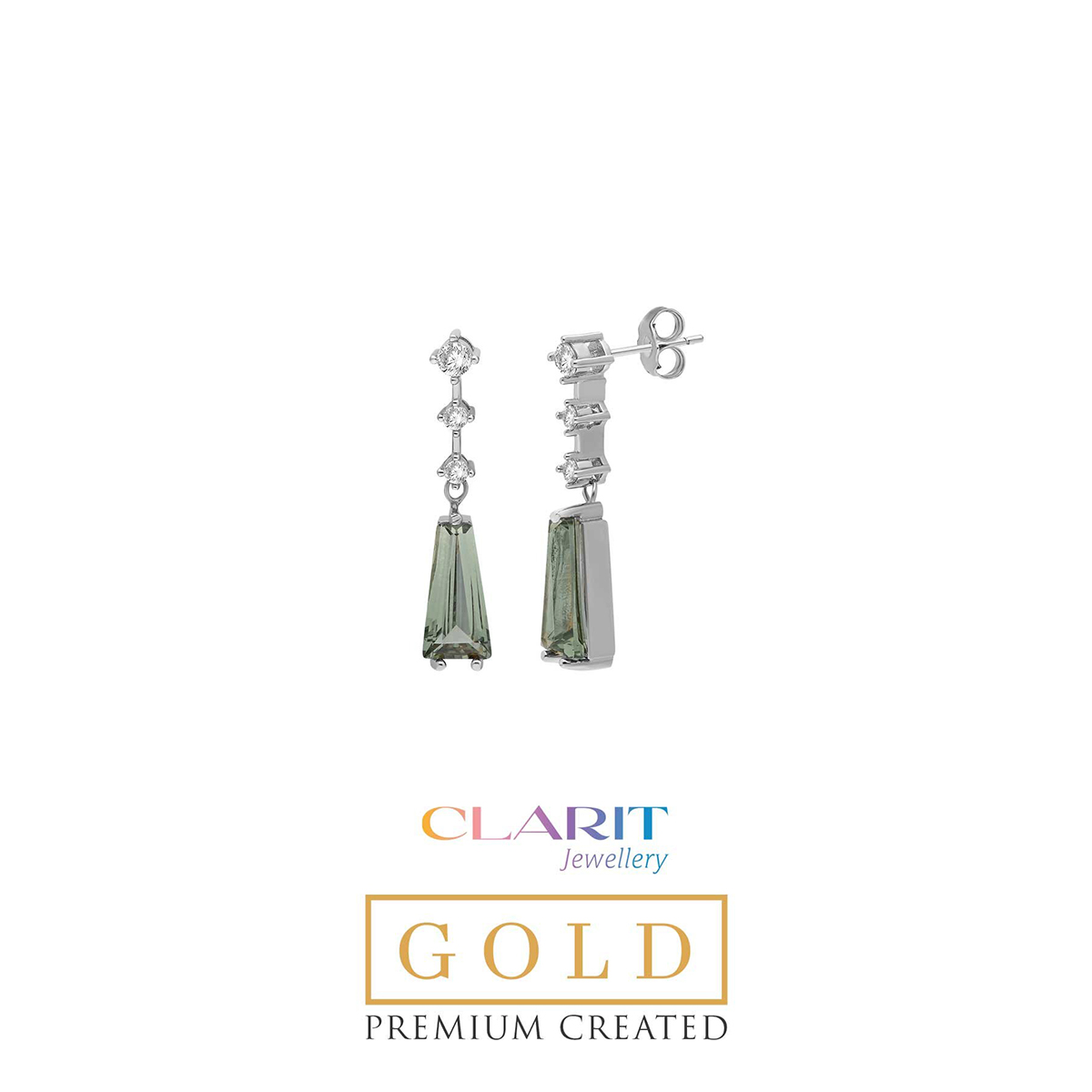 Created Tourmaline Stone Clarit Jewellery 14K White Gold Earrings
