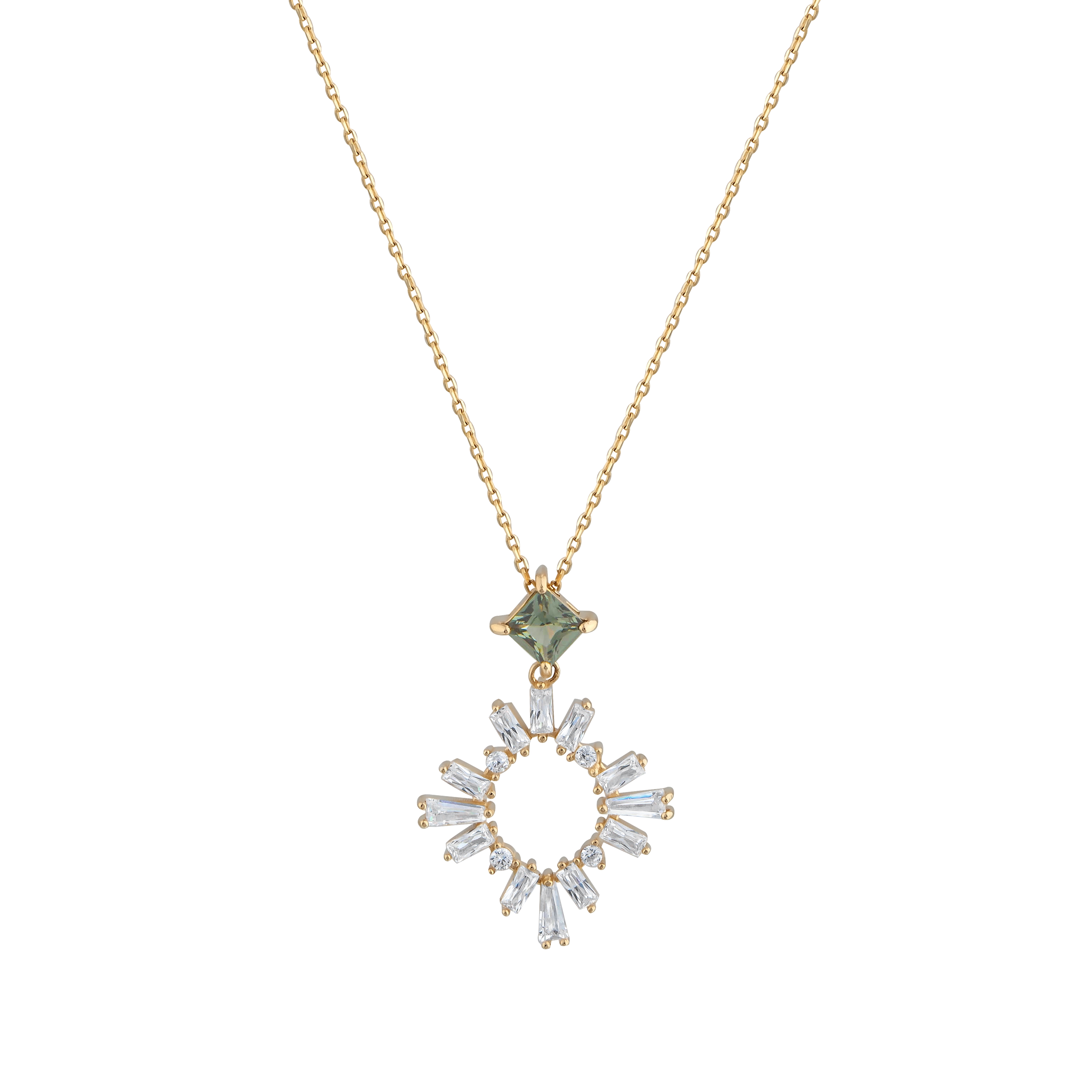 Created Pataiba Stone Clarit Jewellery 14K Gold Necklace