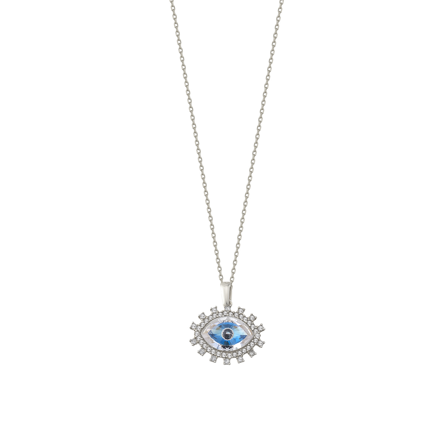 Silver Necklace Evil Eye Collection Special Design Zircon Stone 925 Sterlin