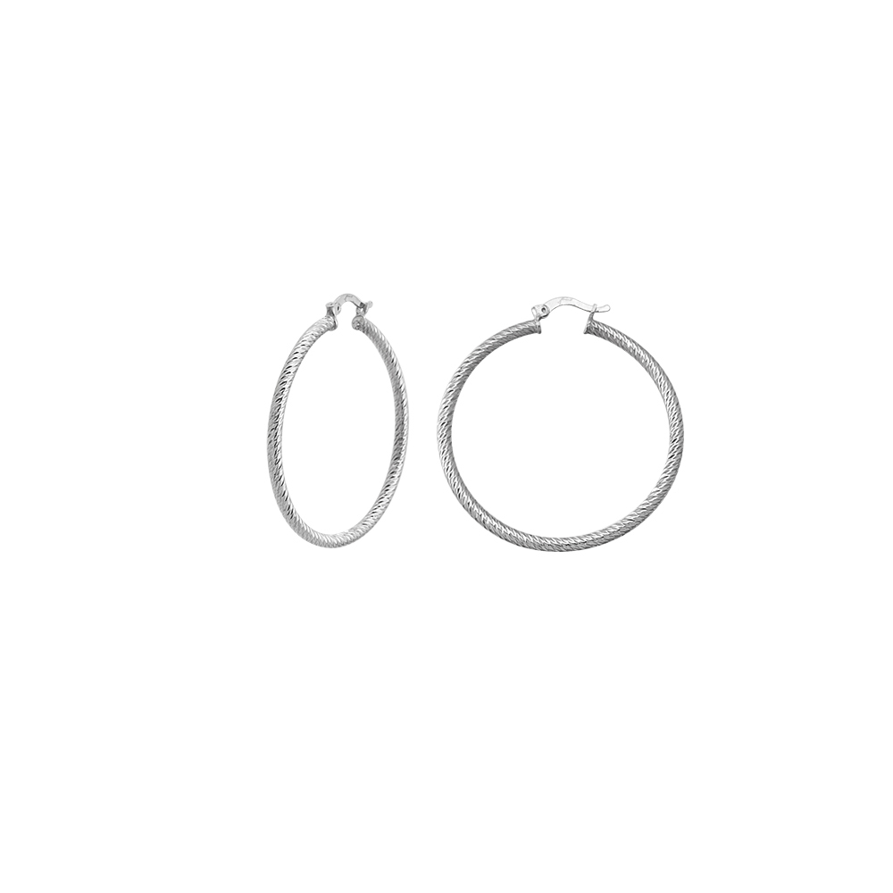 Silver Earring Hoop Plain Design 925 Sterling