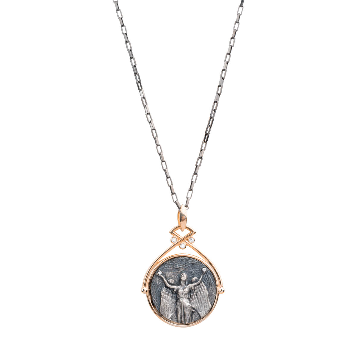 925 Sterling Silver Necklace Angel Medallion Design