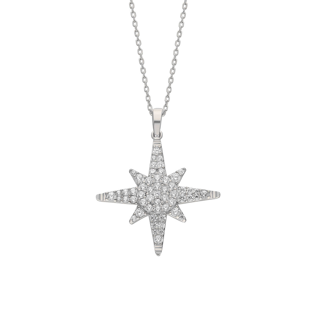 Silver Necklace Polar Star Symbol Special Design 925 Sterling
