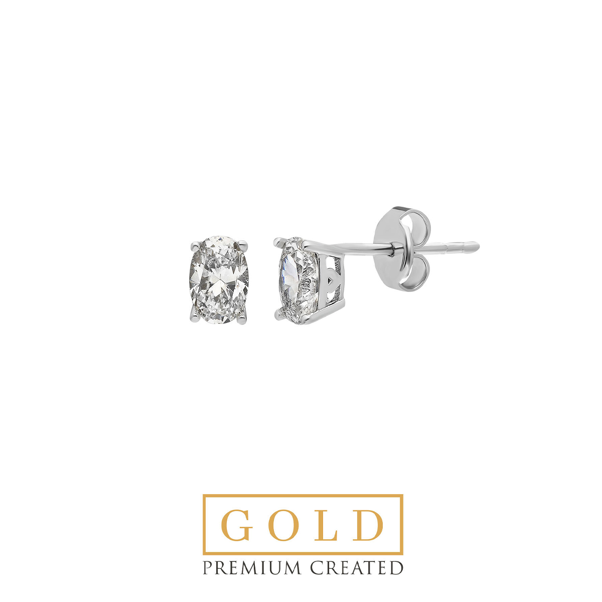 Premium Created Special Cut Stone 14K Gold Earrings