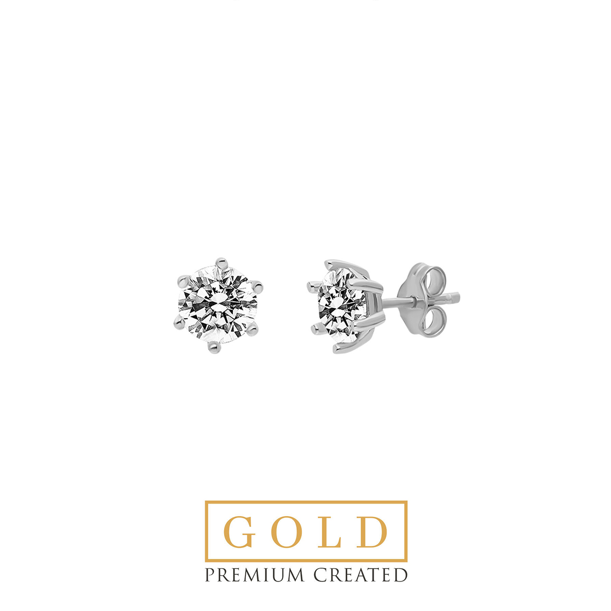 Premium Created Special Cut Stone 14K White Gold Earrings