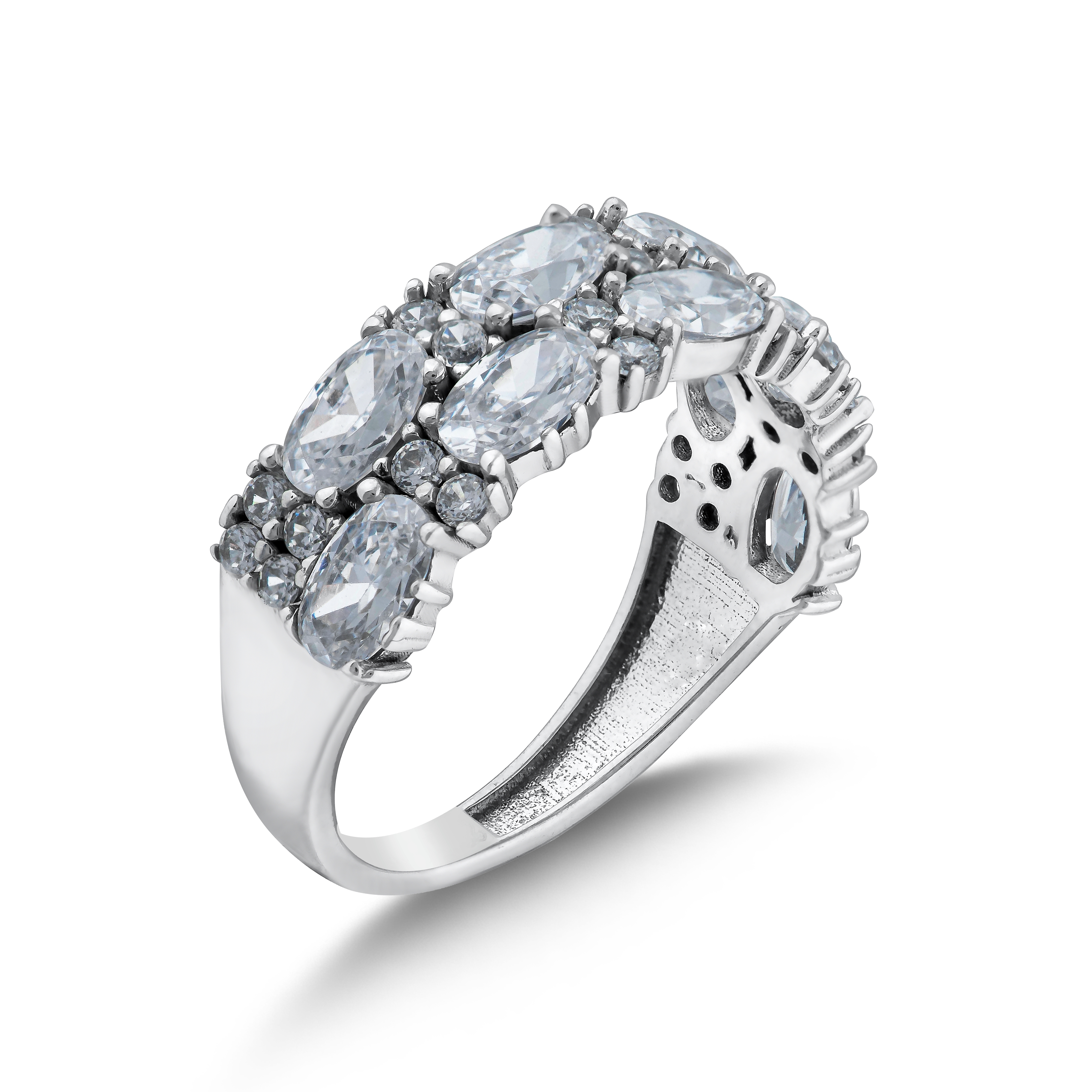 Premium Created  Special Cut Stone 14K White  Gold Ring