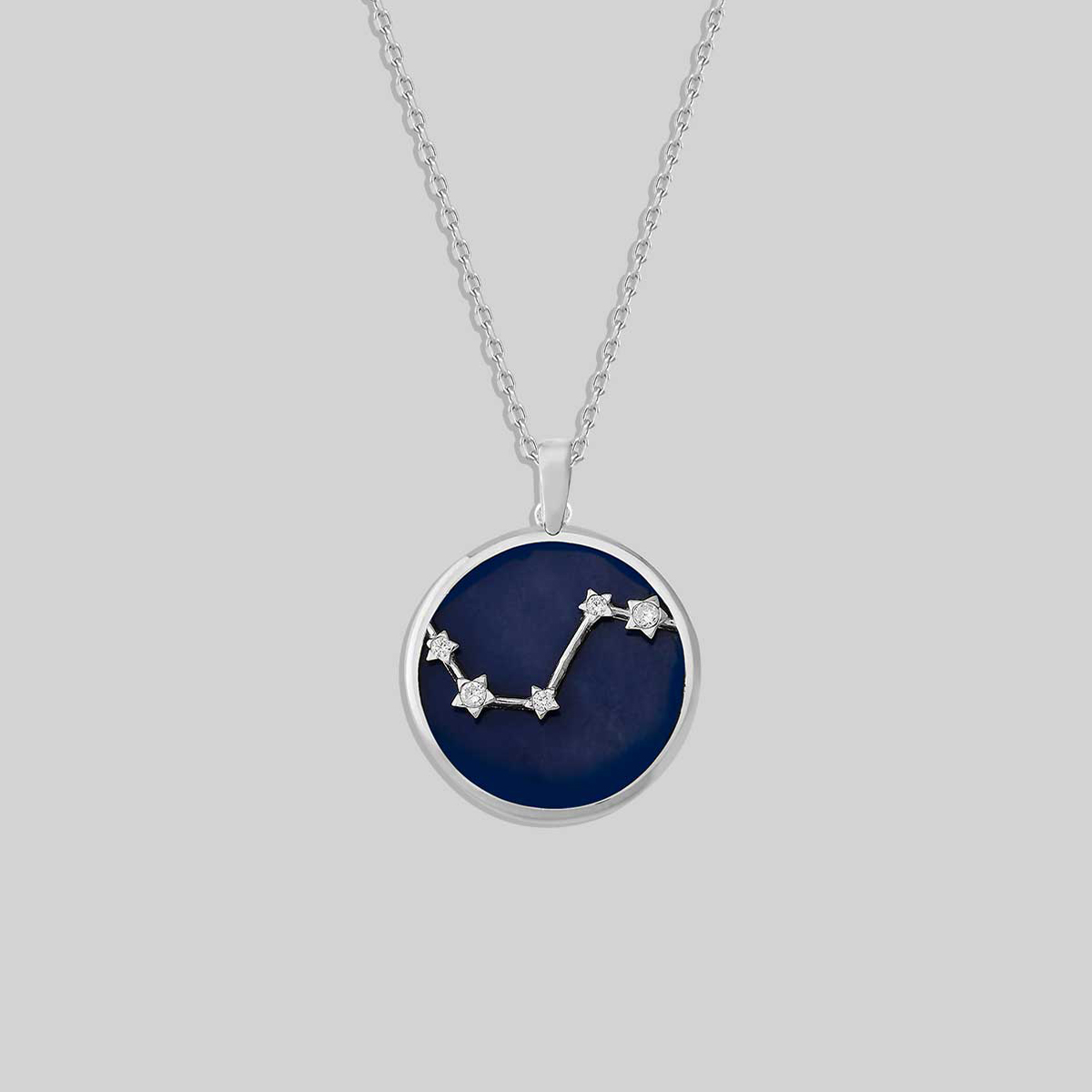 Silver Necklace Zodiac Collection Aries Sign Lapis Stone 925 Sterling