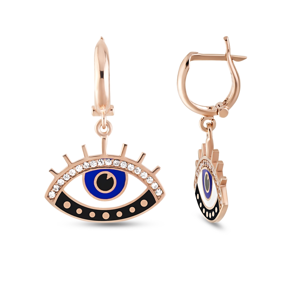 Silver Earring Evil Eye Collection Special Design Enamel Work 925 Sterling