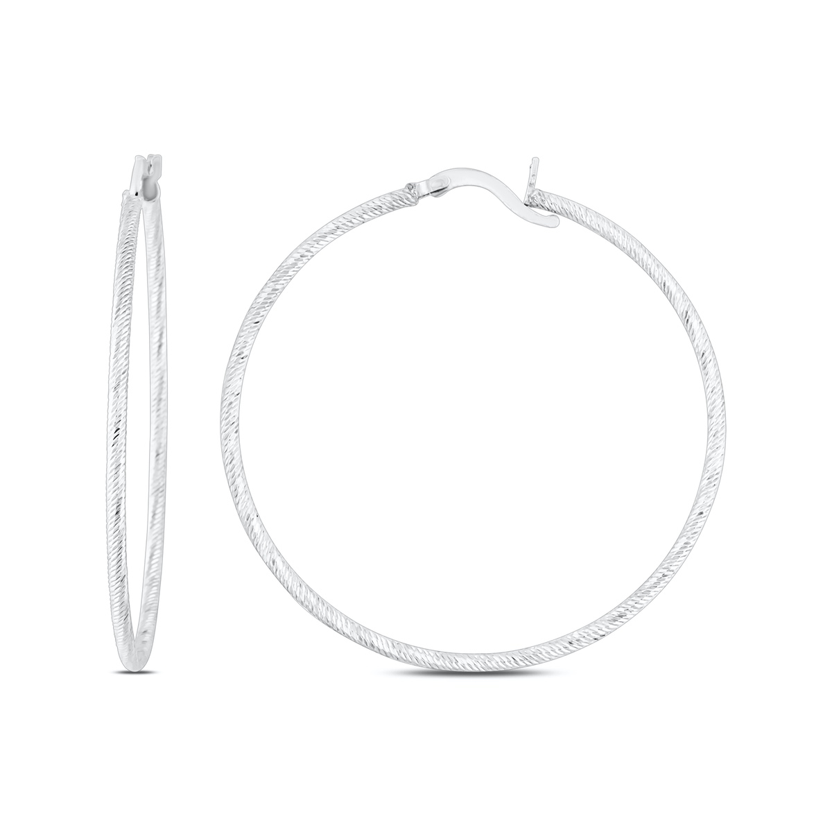 Silver Earring Hoop Plain Design 925 Sterling