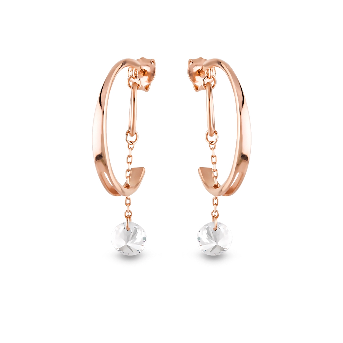 Silver Earring Hoop Design Zirconia 925 Sterling