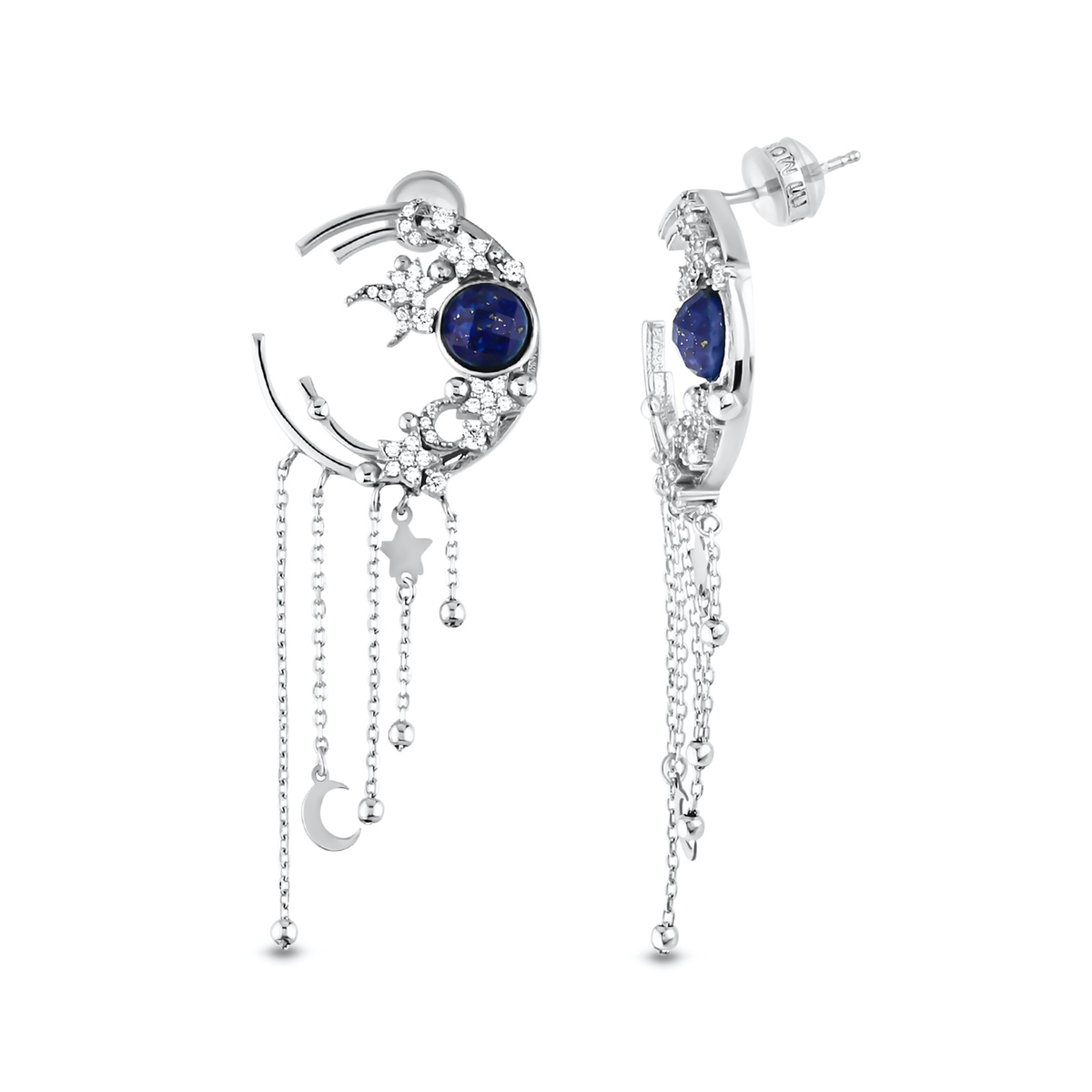 Silver Earring Lapis Collection Special Design 925 Sterling