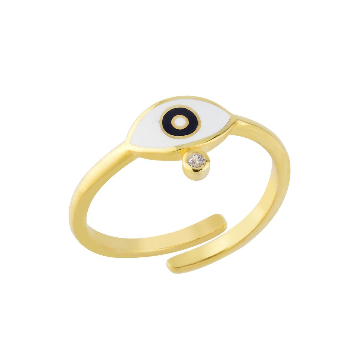 925 Sterling Silver Ring Evil Eye Collection Zircon Stone Freesize Enamel