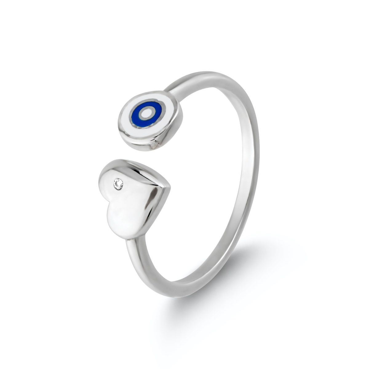 925 Sterling Silver Ring Evil Eye Collection Zircon Stone Freesize Enamel