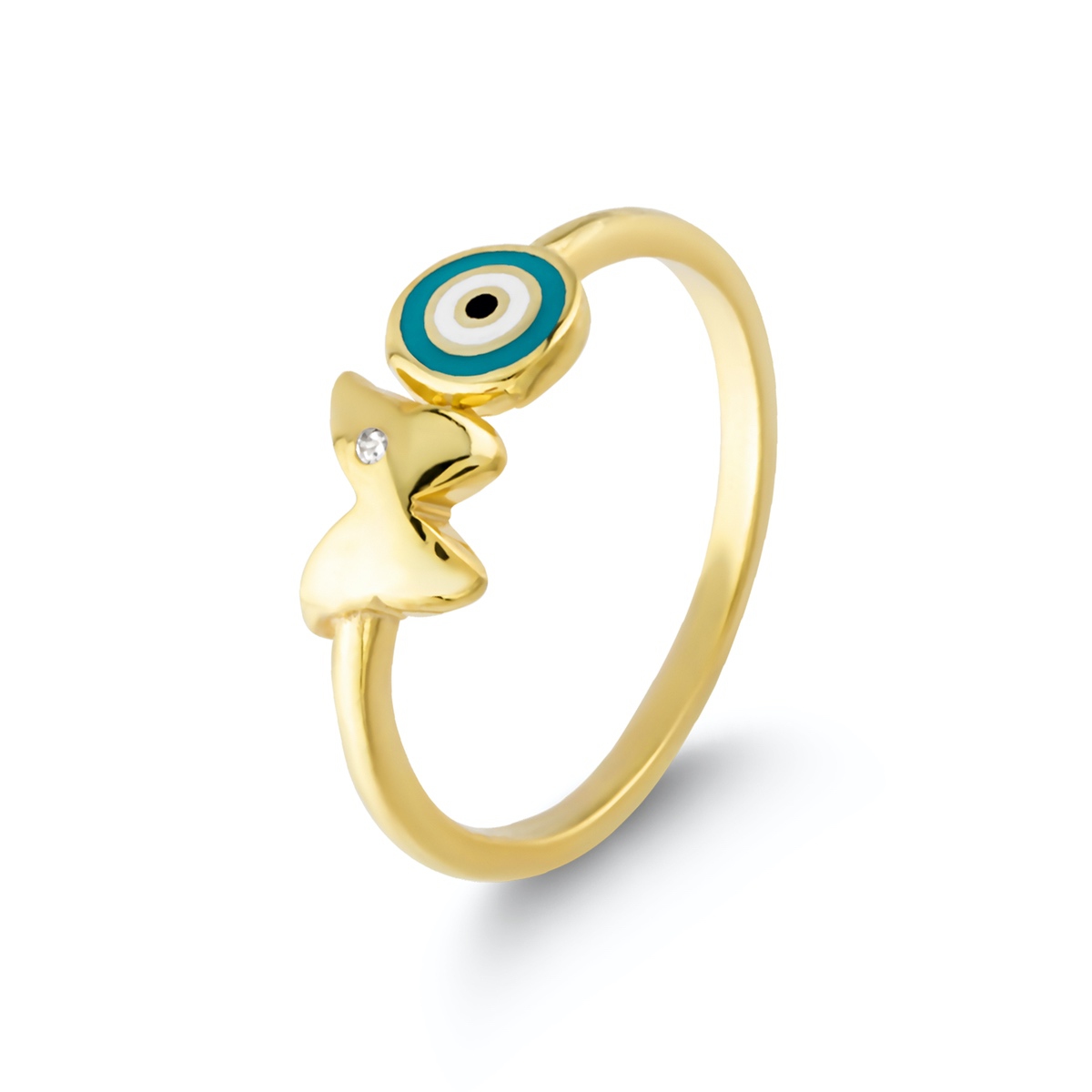 Silver Ring Evil Eye Collection Zircon Stone Freesize Enamel 925 Sterling