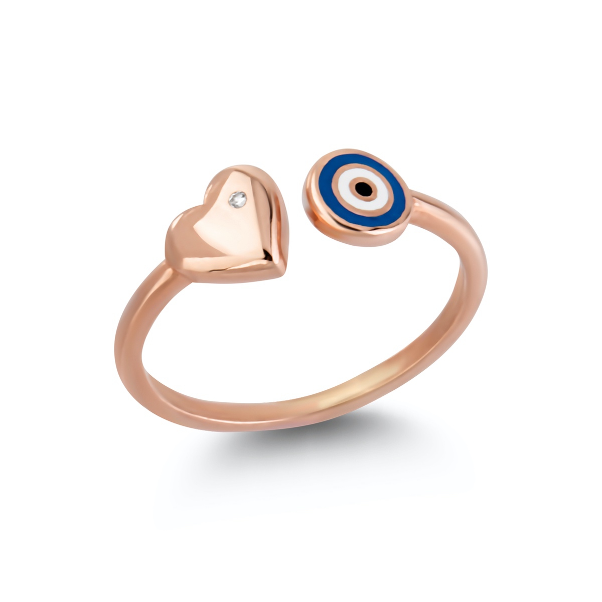 Silver Ring Evil Eye Collection Zircon Stone Freesize Enamel 925 Sterling