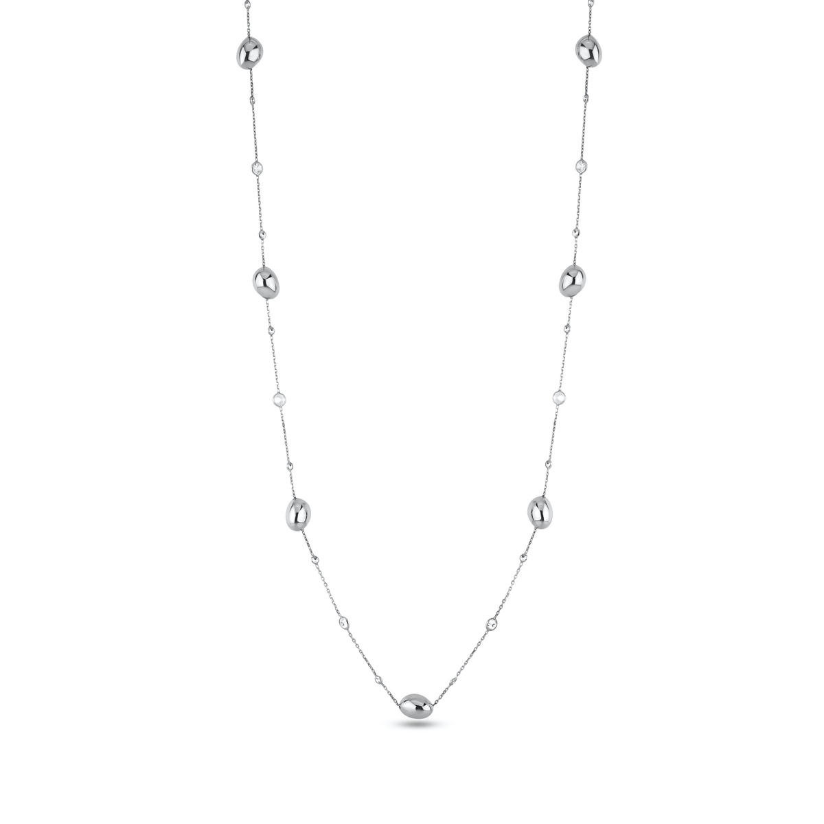 Silver Necklace Long Design Zircon Stone 925 Sterling