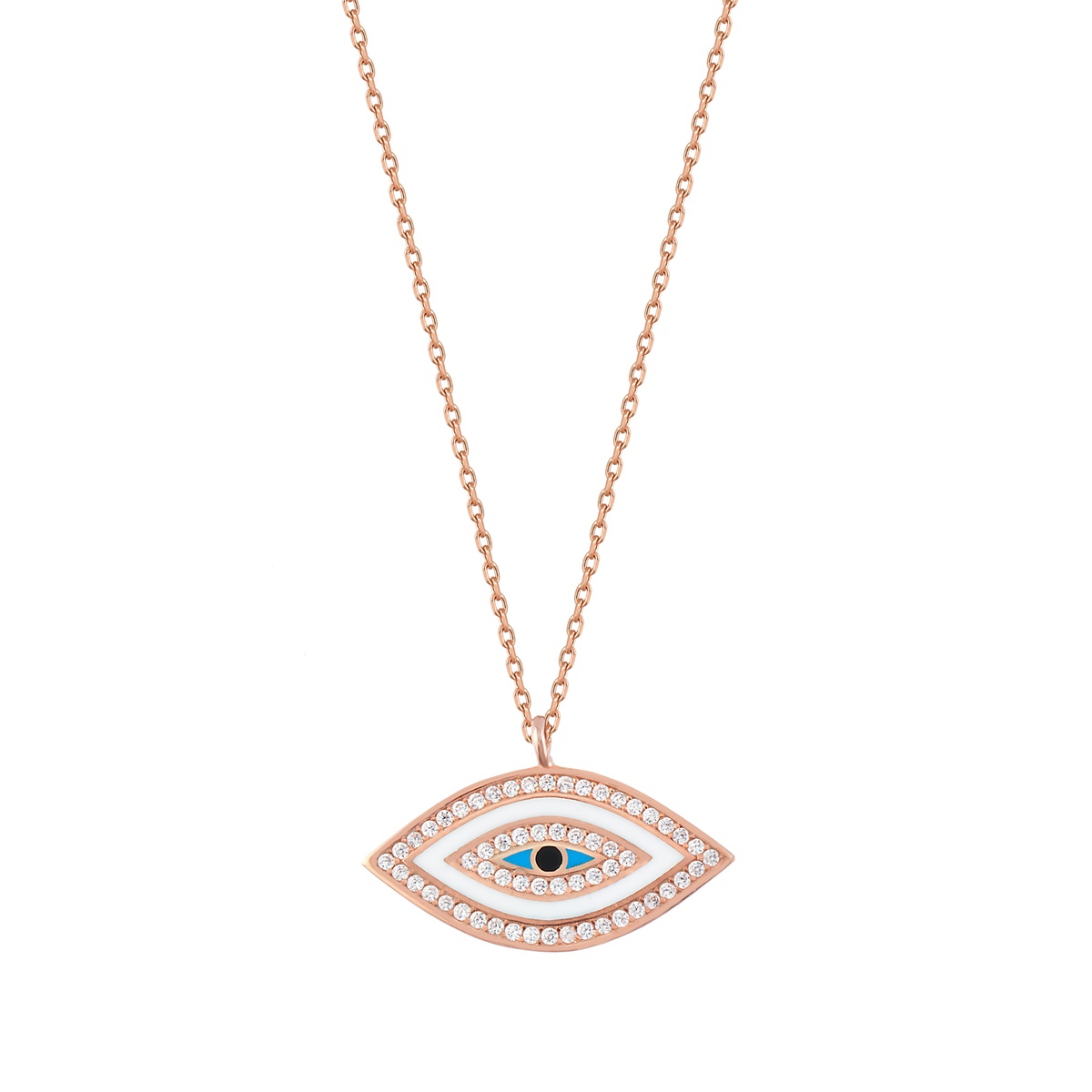 Silver Necklace Evil Eye Collection Special Design Enamel Work 925 Sterling