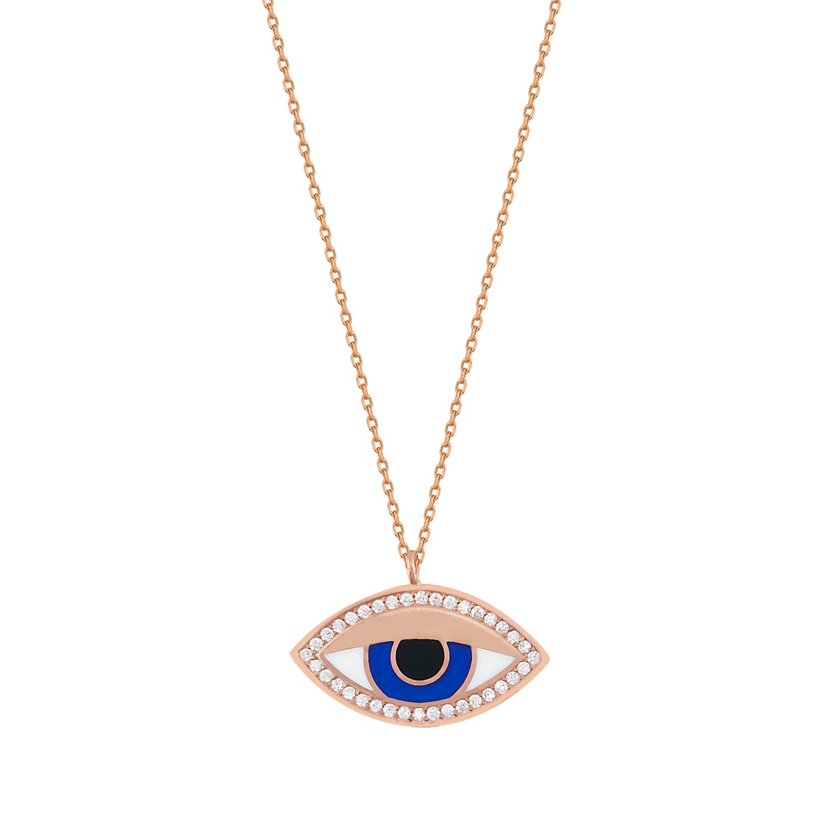 Silver Necklace Evil Eye Collection Special Design Enamel Work 925 Sterling