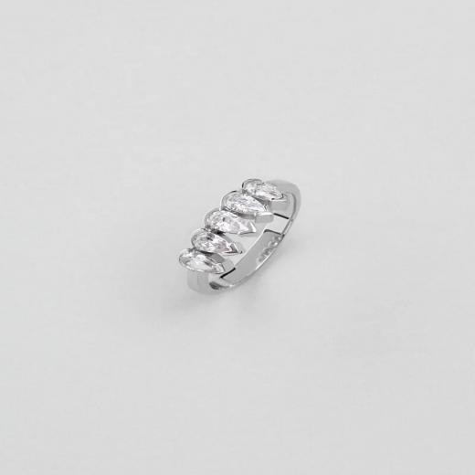 Silver Design Pear Cut Zircon Stone 925 Sterling Ring
