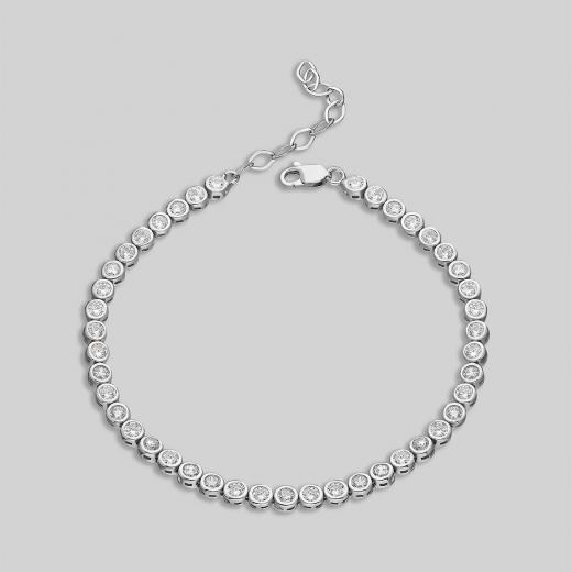 Silver Tennis Bracelet Zircon Stone 925 Sterling 20 cm