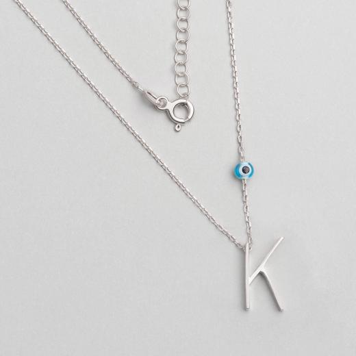 Alphabet With Evil Eye  K Sterling Silver