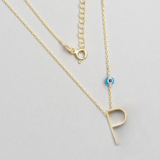 Alphabet With Evil Eye  P Sterling Silver