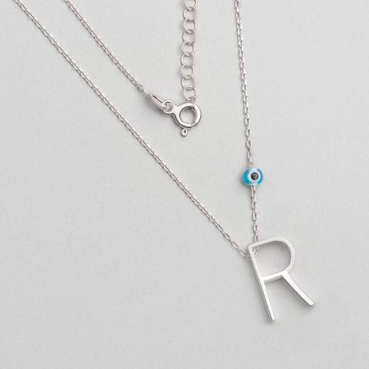 Alphabet With Evil Eye  R Sterling Silver