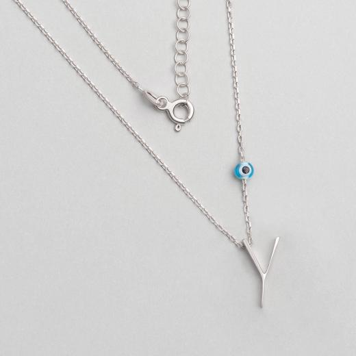 Alphabet With Evil Eye  Y Sterling Silver
