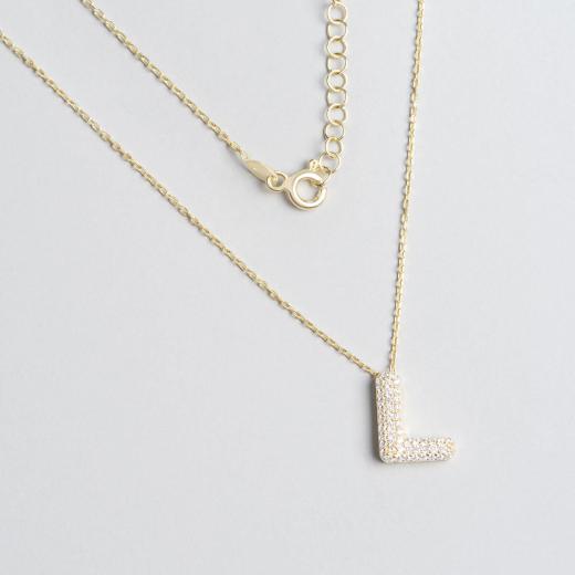 Silver Necklace Alphabet Collection L Letter 925 Sterling