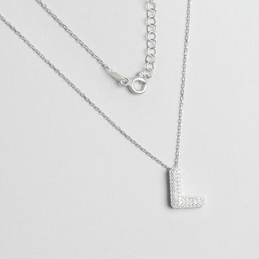 Silver Necklace Alphabet Collection L Letter 925 Sterling