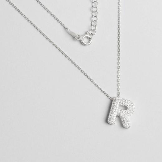 Silver Necklace Alphabet Collection R Letter 925 Sterling