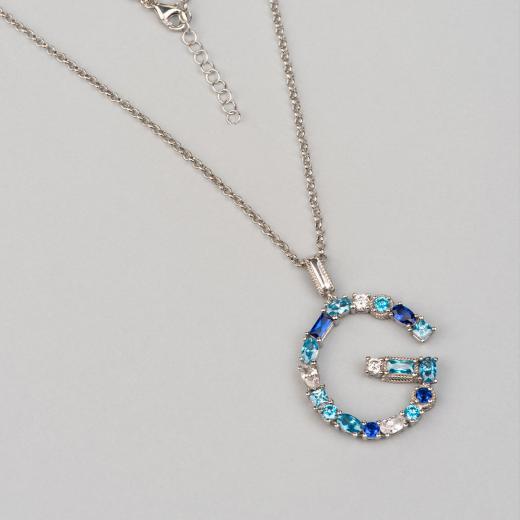 Silver Necklace Alphabet Collection Mix Colors Zircon Stones 925 Sterling