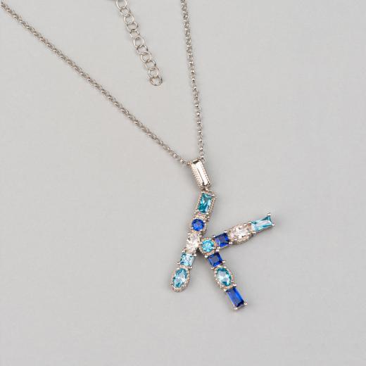 Silver Necklace Alphabet Collection Mix Colors Zircon Stones 925 Sterling