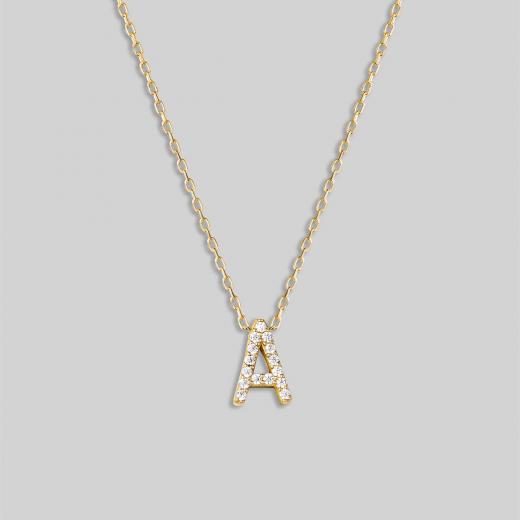 Silver Necklace Alphabet Collection Zircon Stone Letters 925 Sterling