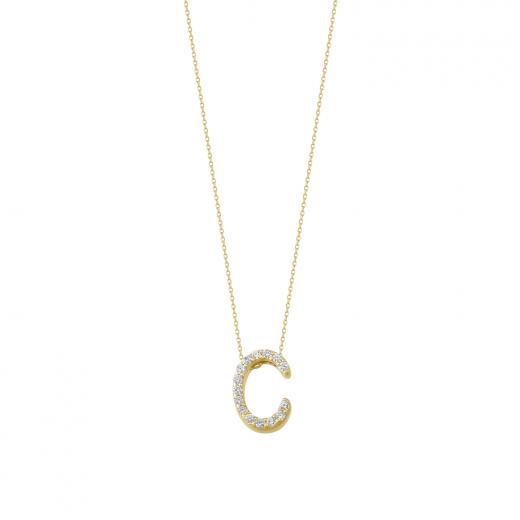 Silver Necklace Alphabet Collection Zircon Stone Letters 925 Sterling