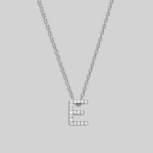 Silver Necklace Alphabet Collection Zircon Stone Letters 925 Sterling