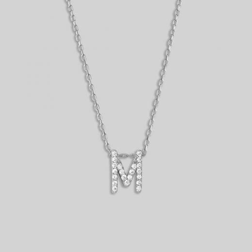 Silver Necklace Alphabet Collection Zircon Stone Letters 925 Sterling