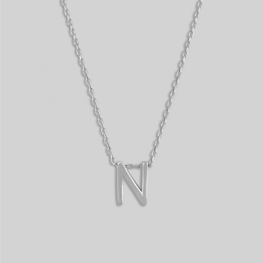 Silver Necklace Alphabet Collection Plain Letters 925 Sterling