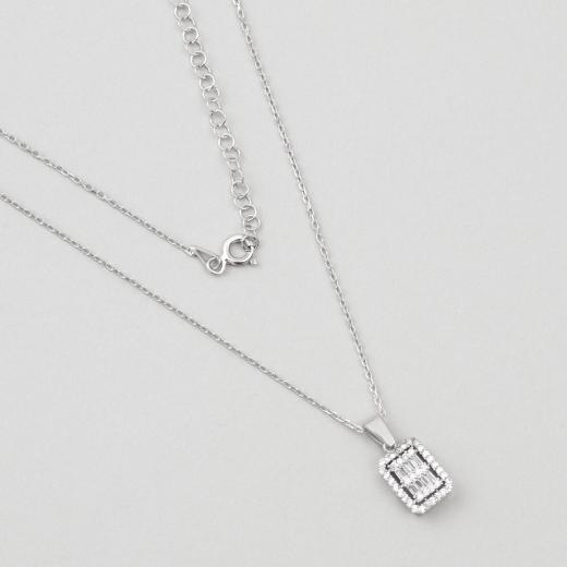 925 Sterling Silver Baguette Necklace