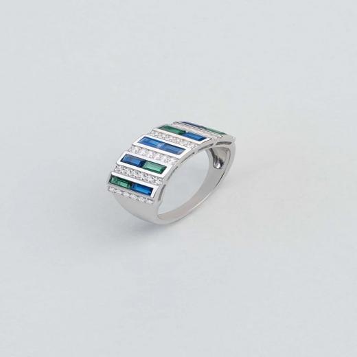 Silver Ring Baguette Design Zircon Stone 925 Sterling