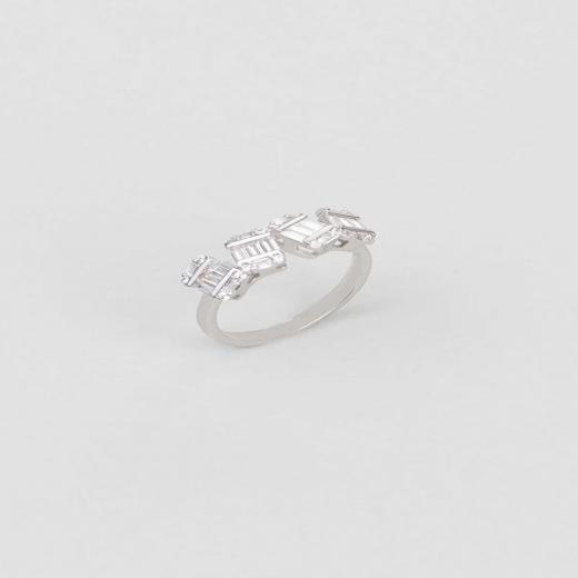 Silver Ring Baguette Design Zircon Stone 925 Sterling